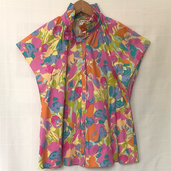 CROSBY by Mollie Burch Tops - CROSBY by Mollie Burch Pink and Orange Abstract Blouse